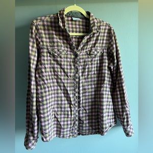 Columbia Sportswear Pink/Purple Button Down Flannel Extra Large Shirt